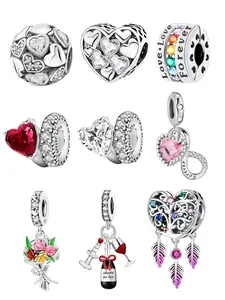 Heart & Wine & Bouquet Design Charms, Fashionable Jewelry Making Supplies for Women & Girls, Trendy All-match & Exquisite DIY Jewelry for Birthday Gift
