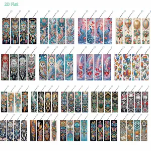 2D FLAT 8Pcs Colored Patterns DIY Diamond Painting Bookmark Irregular Shaped Diamonds Diamond Bookmark Art Projects with Crystal Pendants Diamond Art Bookmark for DIY Making Beginners Adult Art Craft Supplies