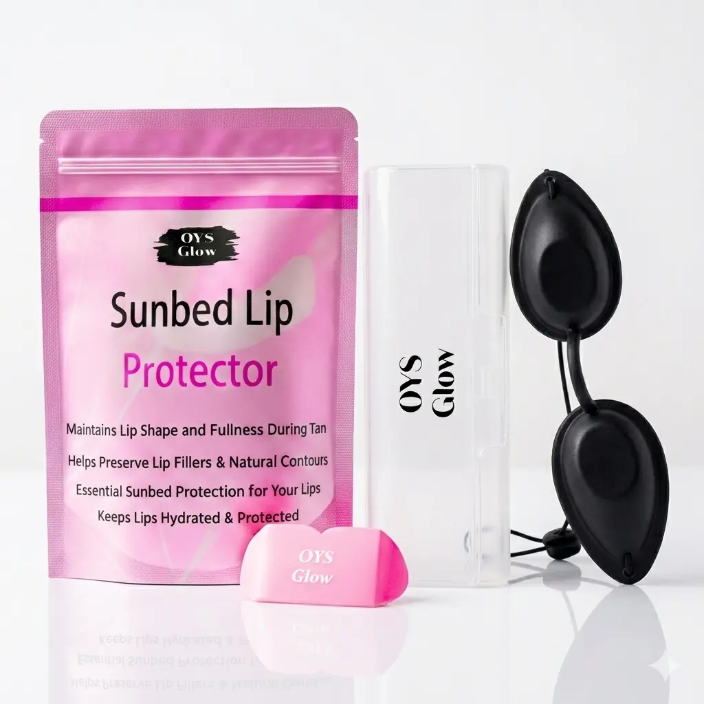 OYS Glow Tanning Combo – UV Light Blocking Blackout Eye Protection Goggles & Silicone Lip Shield Cover for Safe Sunbed & Red Light Therapy Sessions Uv Exposure