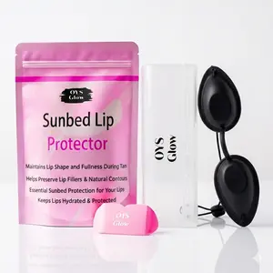 OYS Glow Tanning Combo – UV Light Blocking Blackout Eye Protection Goggles & Silicone Lip Shield Cover for Safe Sunbed & Red Light Therapy Sessions