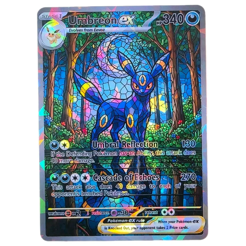 Umbreon ex Stained Glass Holographic Card - Custom Fan Art