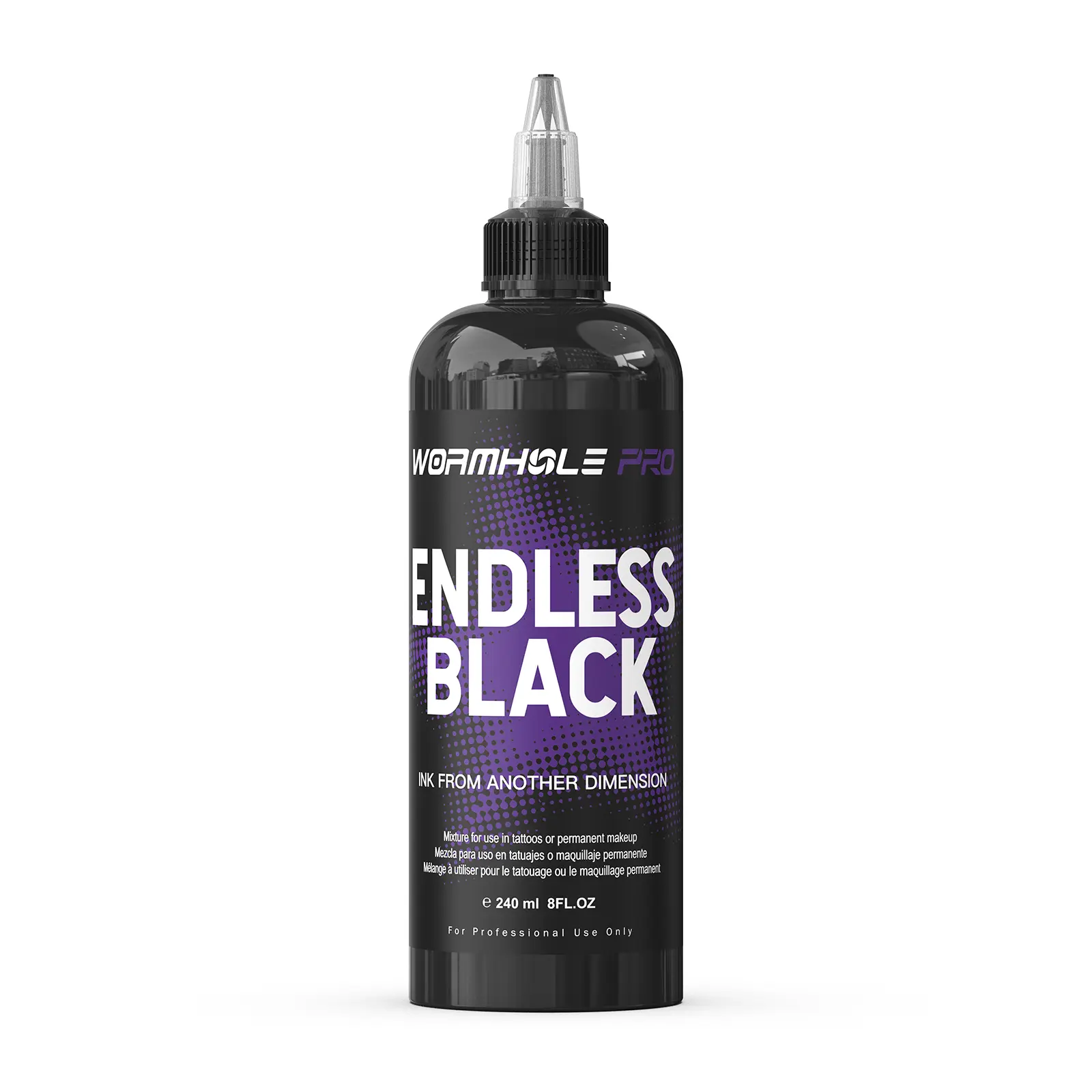 WORMHOLEPRO Endless Black Tattoo Ink, Ultra-Dark Professional Vegan Fade-Resistant Pigment, 1oz & 8oz Sizes, Artist-Grade for Bold Lining & Blackwork, Black (1oz) Tattoo Equipment Supply