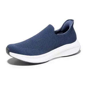 BRUNO MARC Men's Hands-Free Slip-On Loafers - Rubber Sole, Soft Flat Walking Shoes, Breathable Knit Effortless Slip-Speed Cushioning Casual Trainers