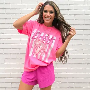 Easy Tiger, Preppy Girly, Pink Tiger, Summer, Coastal Stripes, Trendy T-shirt