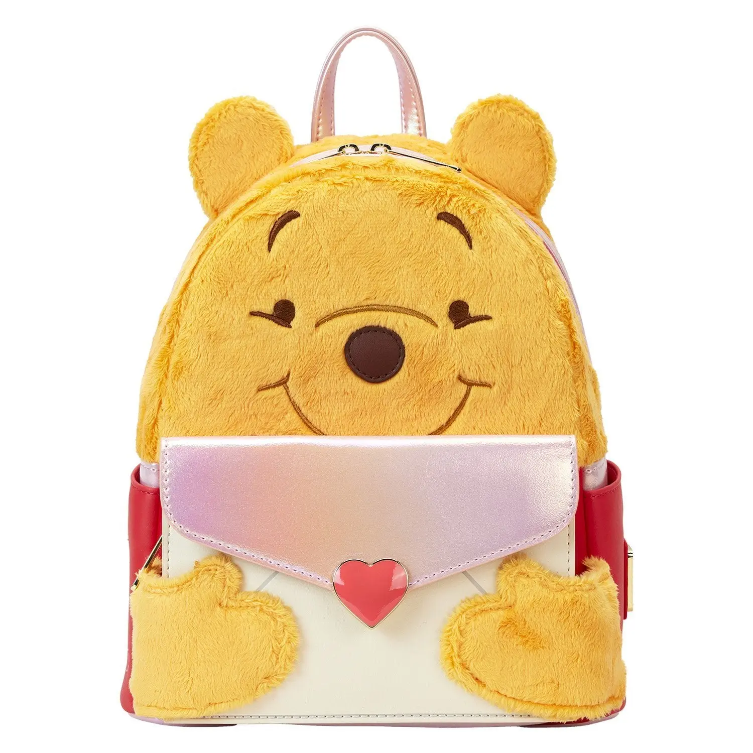 Loungefly Disney Winnie the Pooh Love Letter Women's Mini Backpack, Faux Leather Cosplay Casual Daypack with Interactive Piglet and Plush Details, Lightweight Daily Backpack, Iridescent, Character Backpacks