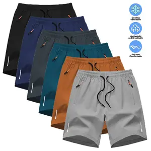Men's Summer Quick Dry Gym Shorts with Zipper Pockets, Breathable Elastic Drawstring Waist Casual Athletic Running Shorts for Men football badminton basketball