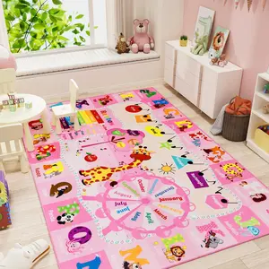 7x10 Kids Rug Play Mat Carpet Educational and Fun Playmat with ABC Alphabet Animals Shapes Colors Large Area Rug Learning Rugs for Bedroom Playroom Baby Toddler Children Play Game Activity