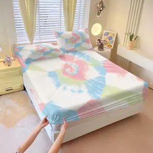 3Pcs Ins Style Personality Fitted Sheet Set, Premium Soft High Density Fabric. Blocks Dust and Stains. Easy To Install and Maintain, Prolong Mattress Service Life.