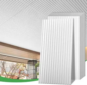 LooYee 24/6 PCS 24x48 Inch Slat White Ceiling Tiles, 2x4 Ft Fluted Drop Ceiling Panels for Interior Decor PVC Waterproof Ideal for Bathroom Living Room Bedroom Office Commercial Spaces Cover 192/48 Sq.Ft