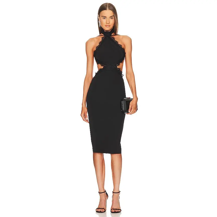 Michael Costello x REVOLVE Jenson Midi Dress in Black