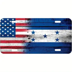 Expressitbest Aluminum License Plate - Honduras Flag (Honduras) - Wood/American - 6X12 - Inch Polished Metal Standard Plate, Easy to Install, Decorative Use Only, Made in the USA