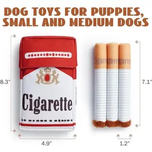 Interactive Squeaky Cigarette Case Plush Toy for Dogs