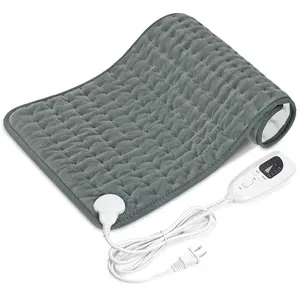Heating Pad - Electric Heating Pads - Hot Heated Pad for Back Pain Muscle Pain Relieve - Dry & Moist Heat Option - Auto Shut Off Function (Light Gray, 12''x24'')
