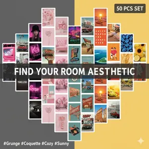 50PCS Aesthetic Wall Collage Kit for Bedroom Decor | Trendy Photo Art Prints Floral Boho Print for Teens Gen Z | Grunge Y2K Vintage Pink Coquette Styles | DIY Wall Art Poster Kit for Dorm Essentials | Multiple Styles for Room Makeover Bathroom Wall Art