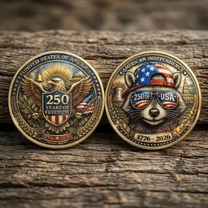 USA 1776-2026 Patriotic Raccoon Challenge Coin, 250th Anniversary Raccoon Coin, Funny American Independence Gift, Eagle 250 Years Freedom Gift for Him