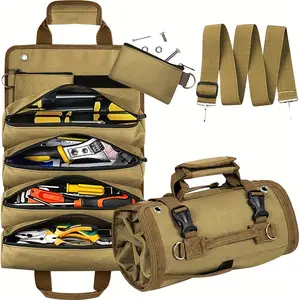 [Portable Tool Organizer] Portable Tool Bag Roll Up Organizer | for Electrician, Mechanic, Men, Women, Dad - Tool Storage Box, Construction Tool Organizer