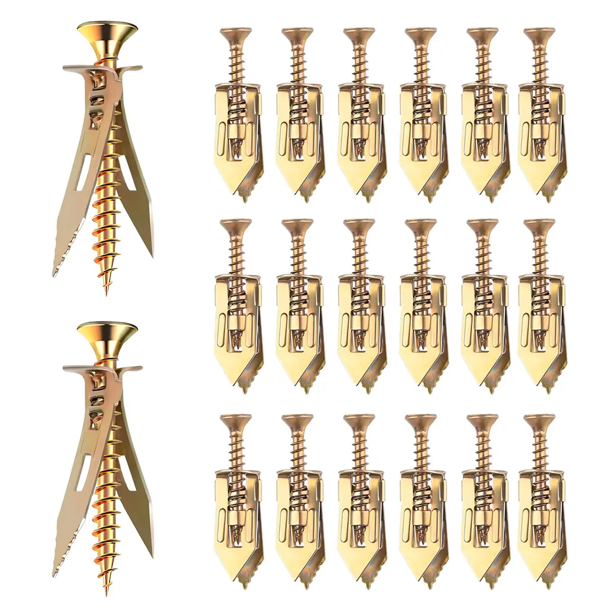 40 Pcs Plasterboard Anchor with Screw, Self-Drilling Plasterboard Anchor & Screw Kit, Hollow Wall Flat-Head Screws & Anchors for TV, Bicycle and Cabinet Fixing Accessories
