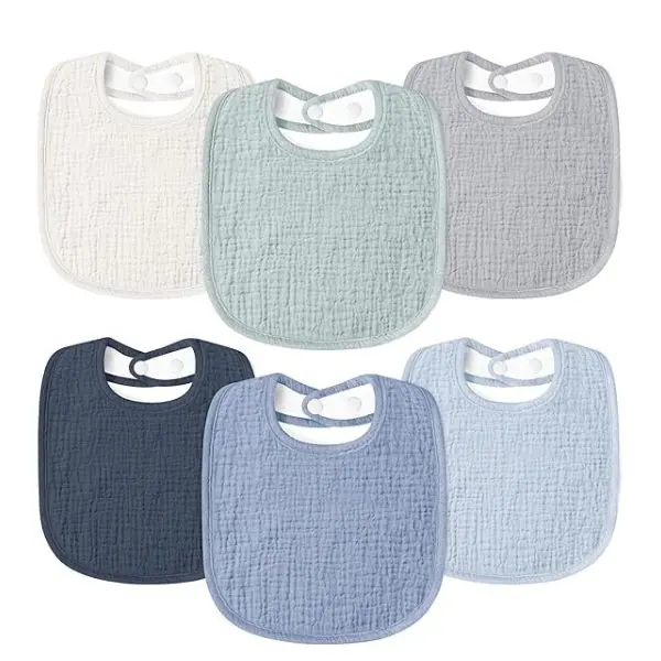 6 Pack Muslin Baby Drool Bibs – Soft Adjustable Bandana Bibs for Baby Boys & Girls, Absorbent Unisex Feeding & Teething Bibs for Infants & Toddlers