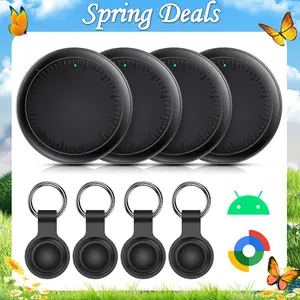 4-Pack Tracker Set (Android ONLY) Durable Compact Smart Air Tracker Tag for Keys, Wallet, Car,E-Scooter & Luggage IP67 Waterproof with Silicone Case Dual Protection Worldwide Tracking 80-100db Anti-Lost Alarm & Left-Behind Alerts | App Required