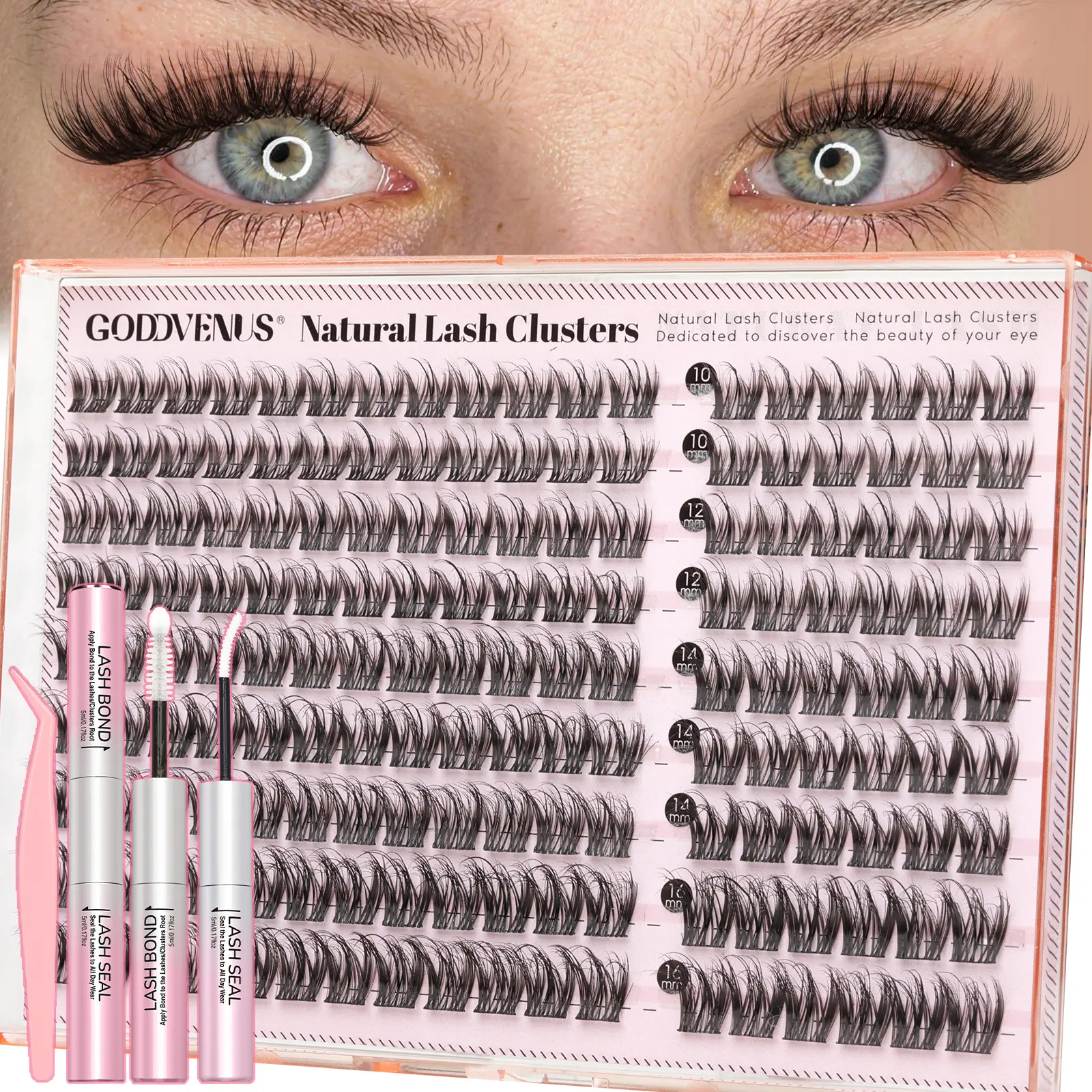 Goddvenus Classy Lash Clusters – Fine Wispy Base + Thicker Spiky Tips, D Curl Individual Lashes for Natural Hybrid Look, Fluffy False Eyelashes That Feel Like Korean Lash Lift, DIY Cluster Eyelash Extensions for Understated Chic Babes