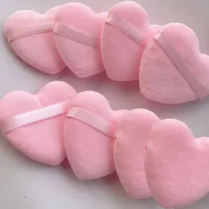 8pcs Set Heart-Shaped Velvet Powder Puffs, Unscented Hydrophilic PU Beauty Blenders, Beauty Sponges for Contouring, Eyes & Corners, Suitable for All Skin Types, Normal Skin-Compatible