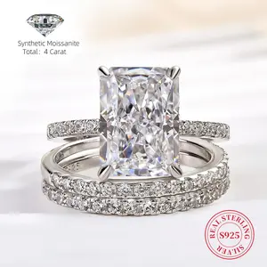 S925 4CT Ice Cut Moissanite Rings for Women - Classic, Fashionable, and Elegant Everyday Ring Perfect for Wedding, Anniversary, or Birthday Gifts wedding ring