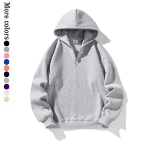 Autumn and Winter Men's Solid Color Sports Casual Zipper Hoodie Warm Lightweight Pullover Beige
