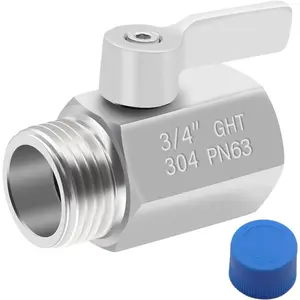 3/4" 304 Stainless Steel Garden Hose Shut Off Valve, 3/4" GHT Female × Male Thread Stainless Steel Hose Shut Off Valve, Garden Hose Heavy Duty Connector Q-084-3/4