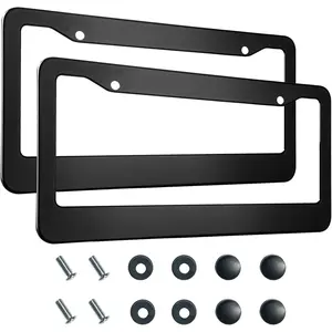 Matte Black License Plate Frames, 2 Holes Solid Aluminum License Plate Holder, Universal Car License Plate Frame For Men, License Plate Frame Black and Screws