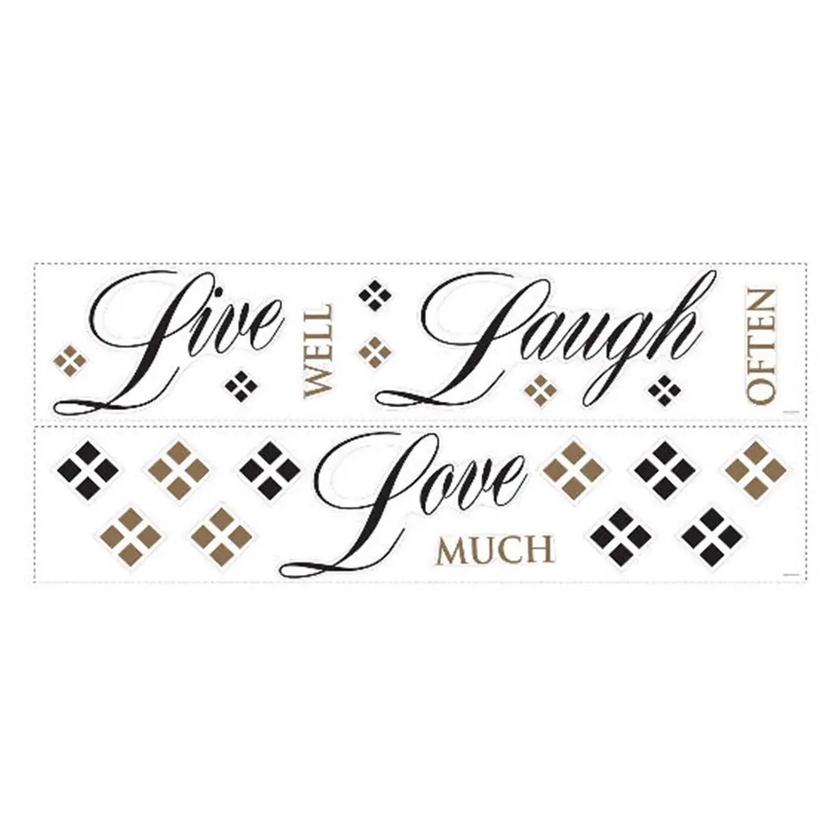 212 MAIN Peel & Stick Wall Decals - Decorative 22-Piece Large-Size Metallic Ink Stickers, Live-Love-Laugh Themed Room Decor