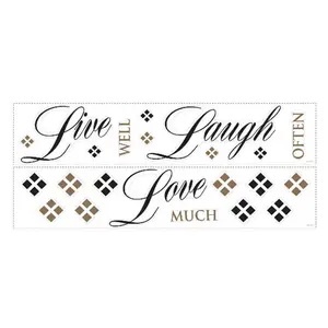 212 MAIN Peel & Stick Wall Decals - Decorative 22-Piece Large-Size Metallic Ink Stickers, Live-Love-Laugh Themed Room Decor