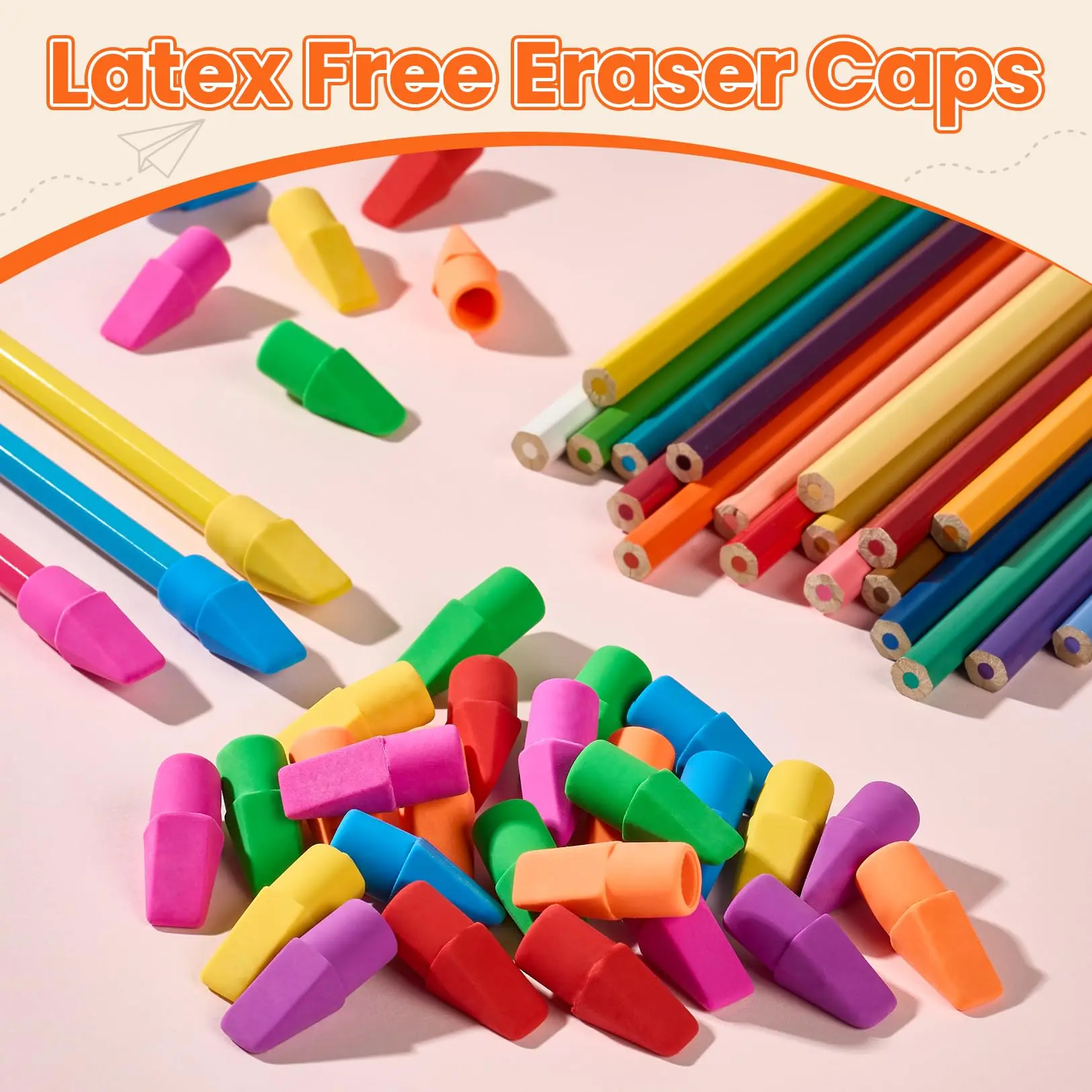 60 Pack Pencil Top Erasers, Cap Eraser Toppers Bulk 7-Color | Erasers Tops, Latex-Free, No-Smudge, Classroom Must Haves, Back To School Supplies, Teacher Essentials, Party Favor Rewards