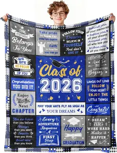 2026 Graduation Gifts for Him, Class of 2026 Blanket, High School College Masters Degree Phd Graduation Gifts for Him Boys Men Son Boyfriend, Congratulations Graduates Party Decorations