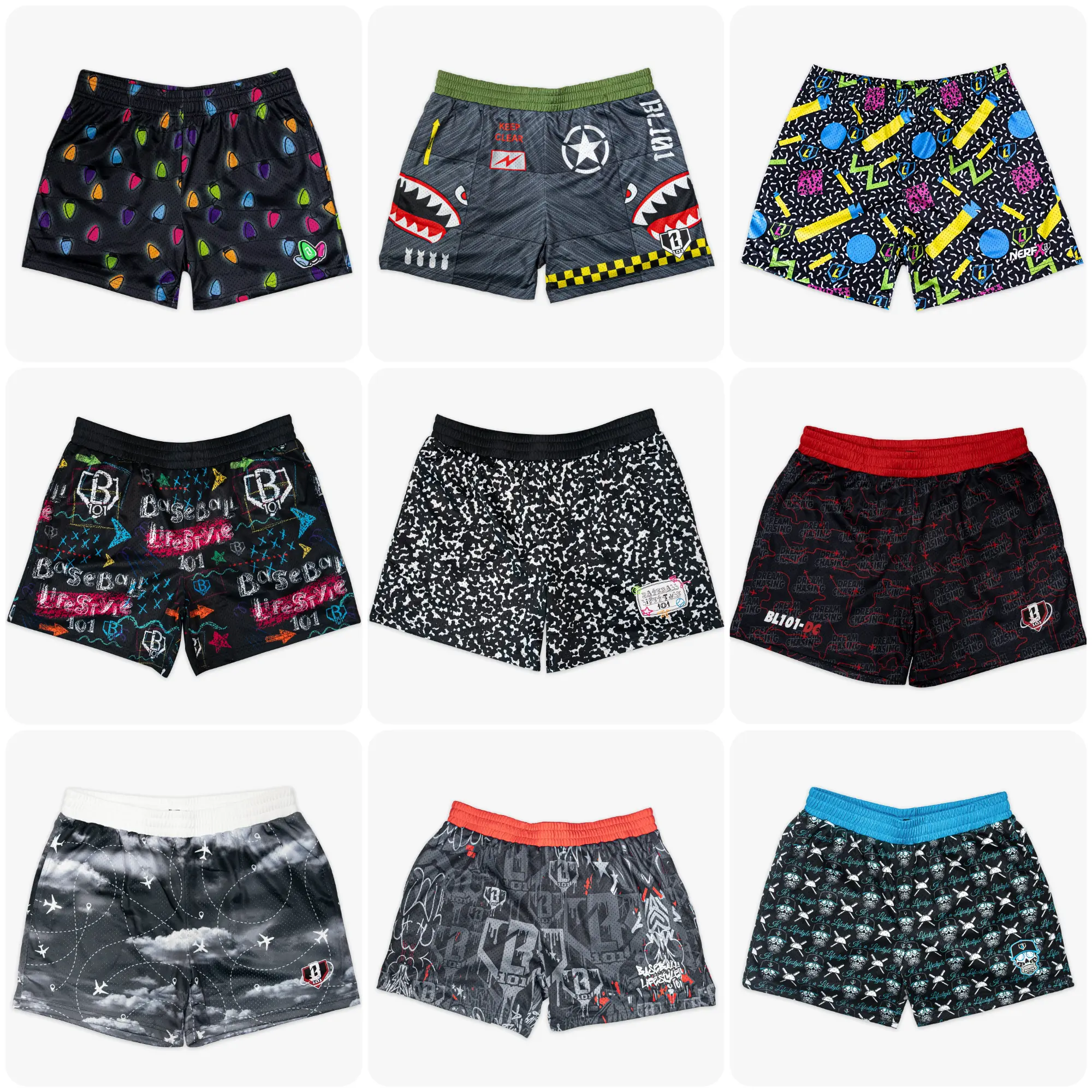[ Summer Streetwear Sale ] Baseball Lifestyle 101 Premium Printed Mesh Athletic Shorts – Lightweight Breathable Graphic Gym Collection for All Ages & Sizes