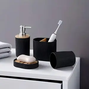 4pcs Bathroom Set, Plastic Gift Set, Toothbrush Holder, Toothbrush Cup, Soap Dispenser, Soap Dish (, ), Home Essentials, Bathroom Accessories