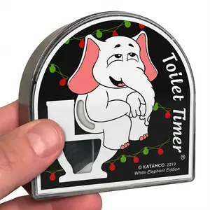 Katamco Toilet Timer White Elephant 5-Minute Sand Timer with Unique Gag Feature for Holiday Gifts and Reasonable Potty Breaks Kitchen Utensils
