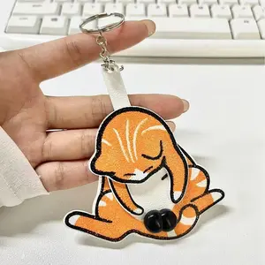 Cute Cat Prank Keychain Pendant, Charming Retractable & Rotating Design, Perfect for Backpacks & Travel Bags, Ideal Gift for Friends & Loved Ones