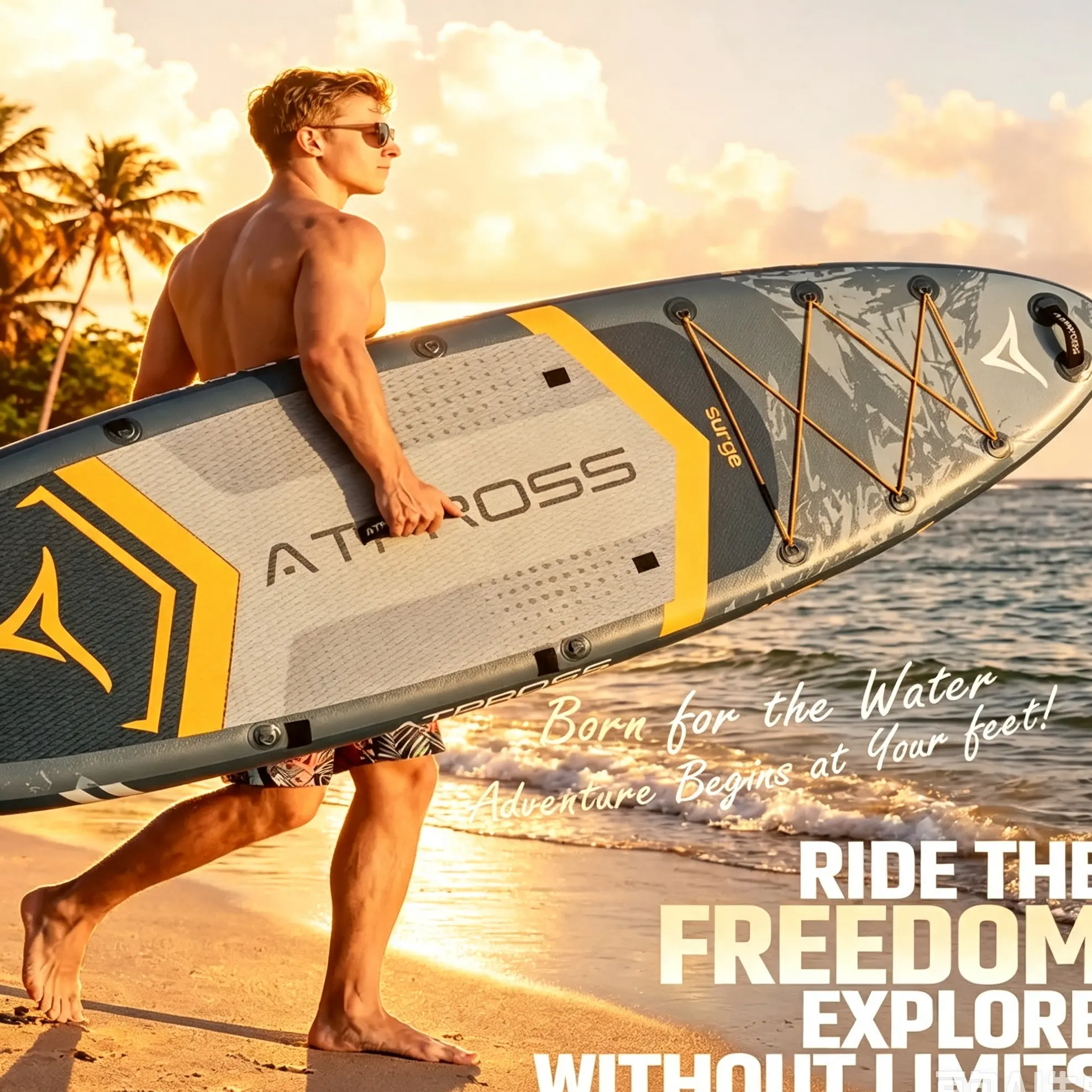 Extra Wide Inflatable Paddleboard 12'x36", Double PVC Heavy-Duty SUP with Waterproof Phone Bag, Repair Kit, Kayak Seat Kit, 500lbs Load Capacity, Stable for Beginners