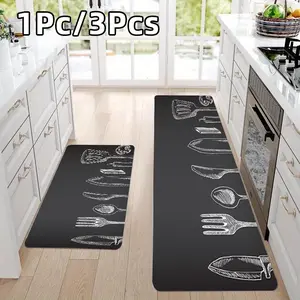 Thick Kitchen Floor Mat with Cutlery Pattern, Durable and Long-Lasting, Ideal for Kitchen, Living Room, Hallway, Balcony, Home Decor