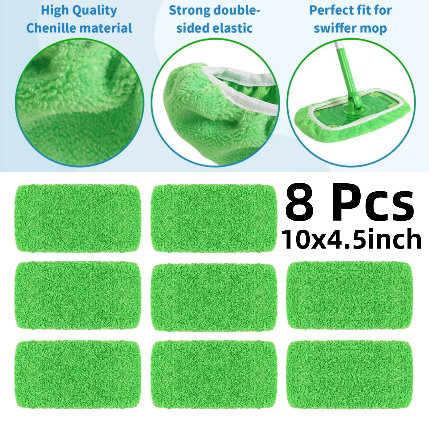 A set of 8 Small Reusable Microfiber Mop Pads Compatible with Swiffer Sweeper Mop, Wet and Dry Flat Swiffer mop Cover 10x4.5inch Washable Swiffer Pads for Surface/Hardwood Floor Cleaning (Mop is Not Included) - Home Improvement. Cloth