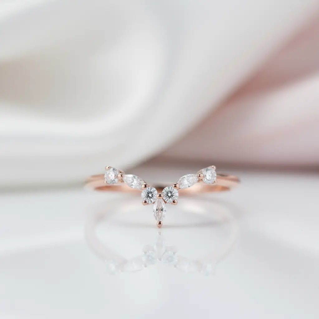 14k Rose Gold Marquise Diamond Option Wedding Band