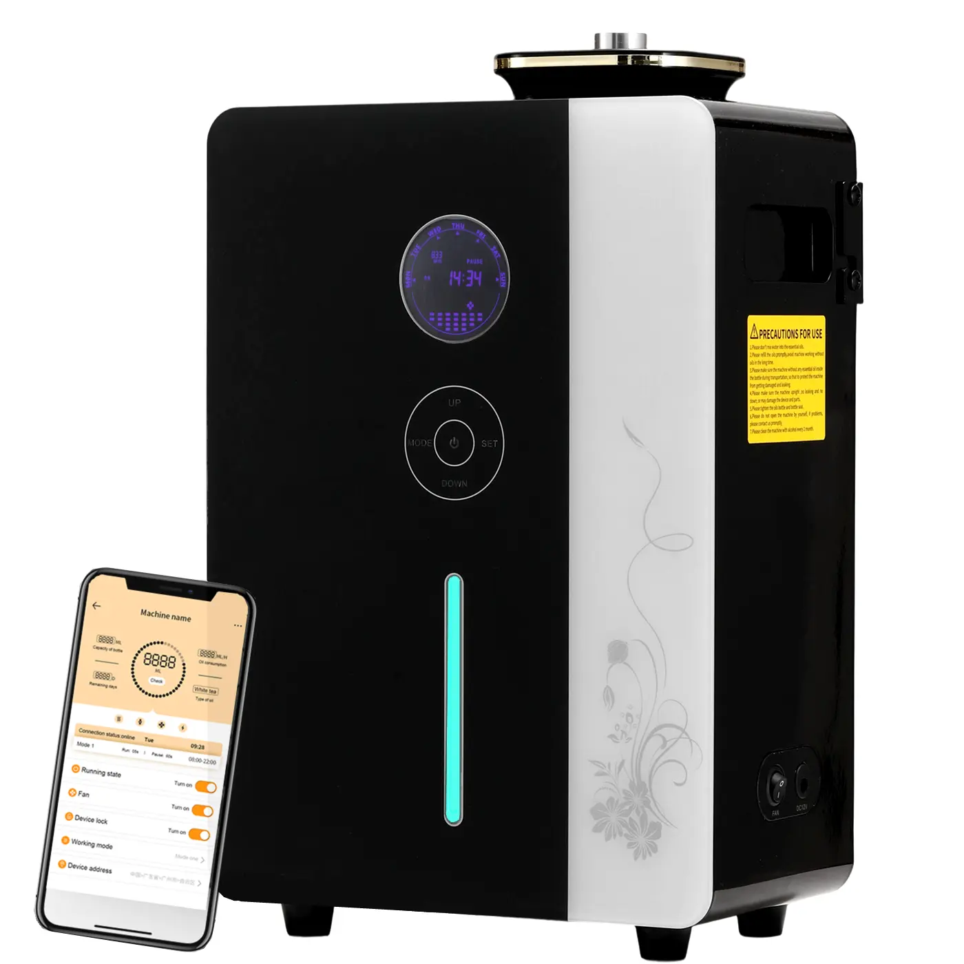 Kevinleo 800ml Rectangular Bluetooth Waterless Nebulizing Diffuser - App Controlled, HVAC Connect, Adjustable, Efficient, Larger Covers 7500 Sq.Ft Cold-Air Home Machine, Customizable Scent Experience, Flexible Work Time & Fragrance Density