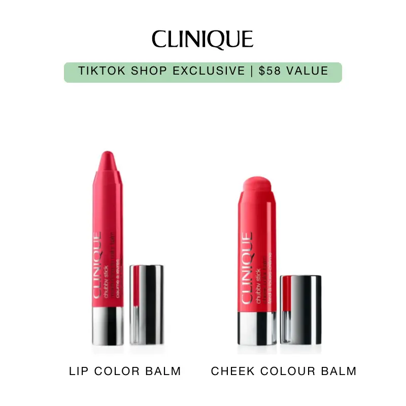 [Clinique] Chubby Duo - Lip Color Balm + Cheek Colour Balm | Lip & Cheek | Buildable | Blendable | Creamy | Lightweight | Moisturizing | Natural Flush | Fragrance Free
