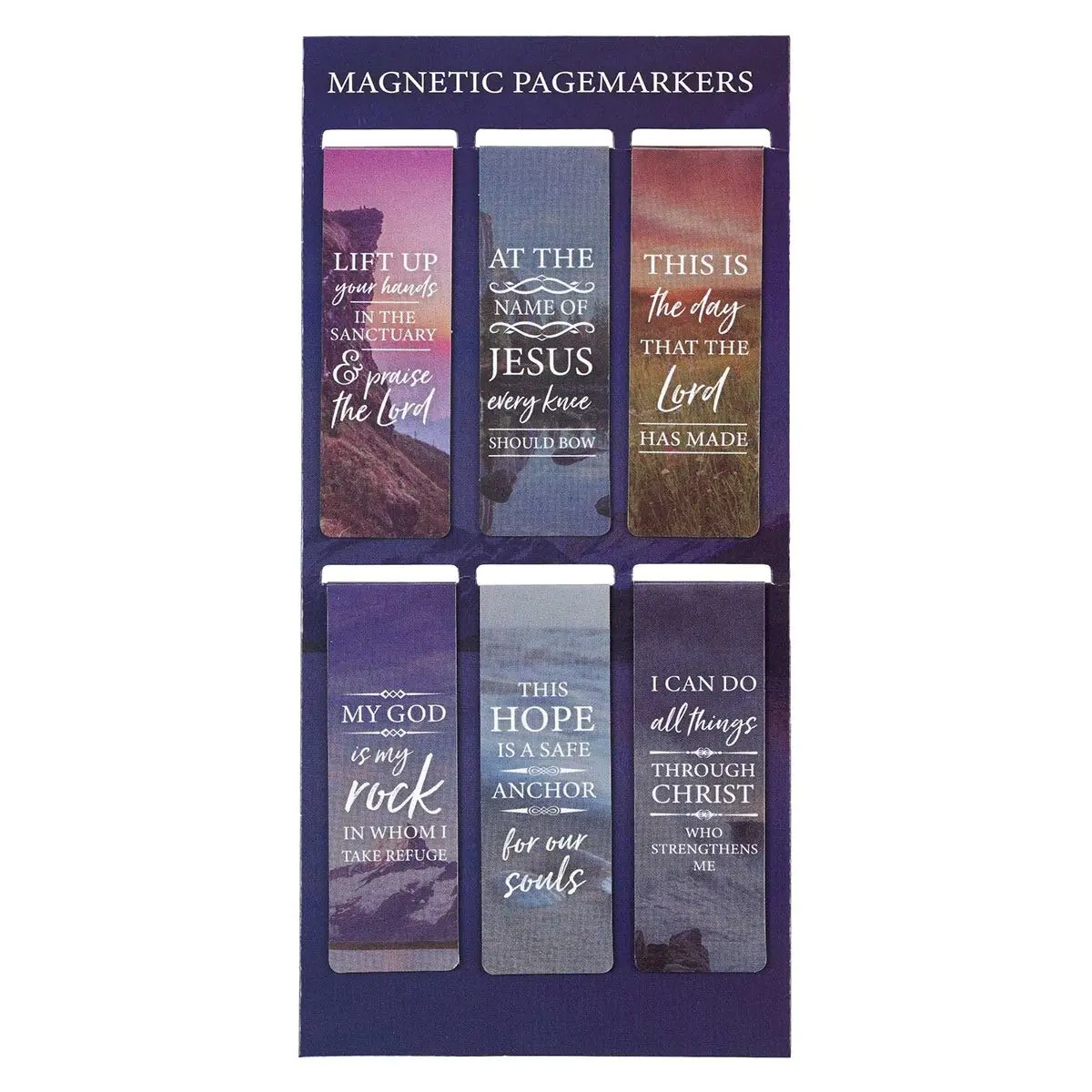 Magnetic Bookmark Set (MGB056) - 2.3x0.8 in, Christians' Psalm 134:2 Design, Strong Magnetic Hold for Bible Pages, Office Stationery Accessory