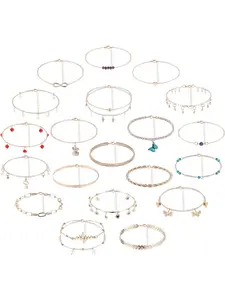 20 Pieces Ankle Bracelets for Women Charms Cute Evil Eyes Butterfly Ankle Bracelets Boho Beach Anklets Trendy Jewelry Layered Chain Foot Jewelry