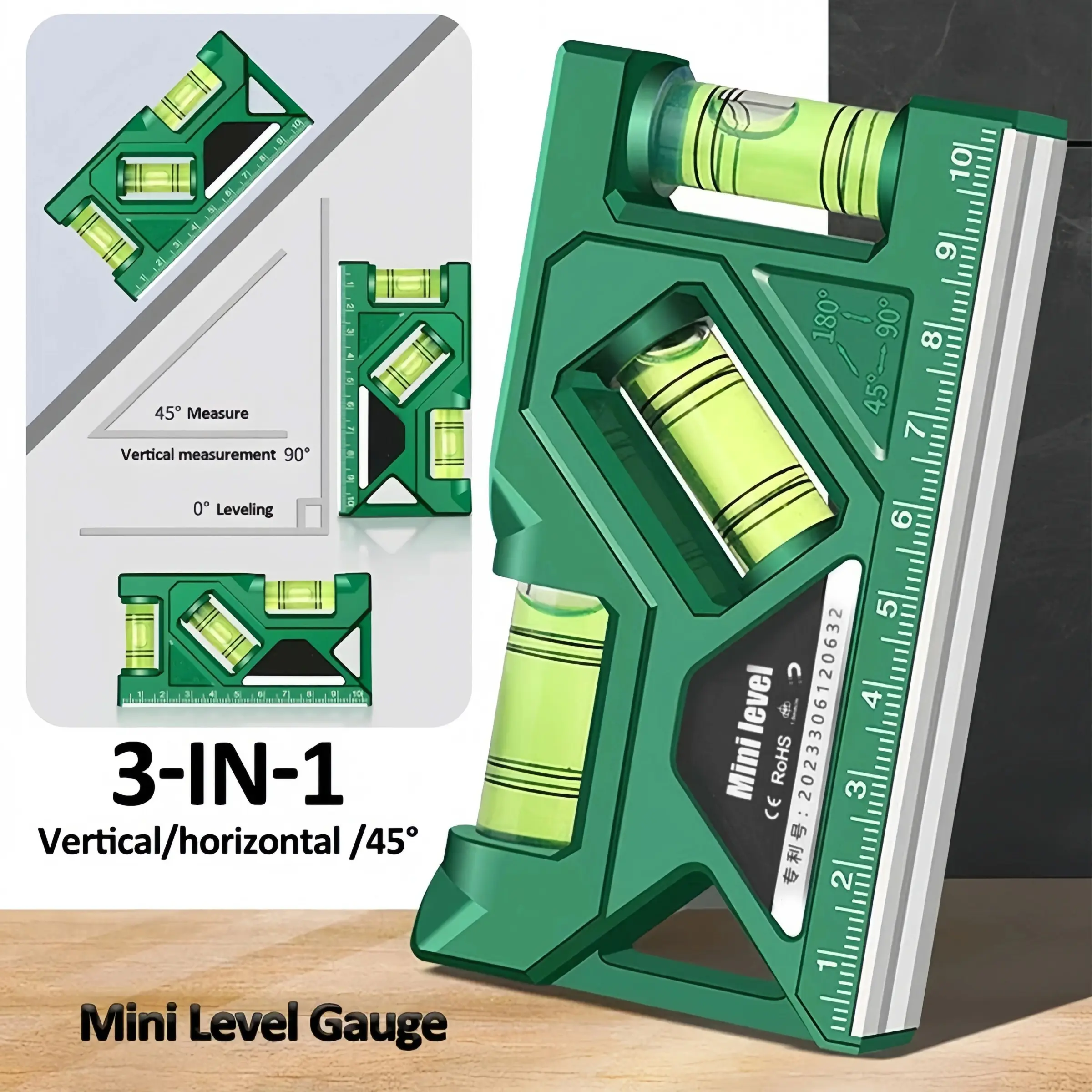 Mini Level Gauge High-precision Horizontal Vertical Measure Metric Ruler Protractor Home Portable Magnetic Pocket Level Gauge Tool Hardware