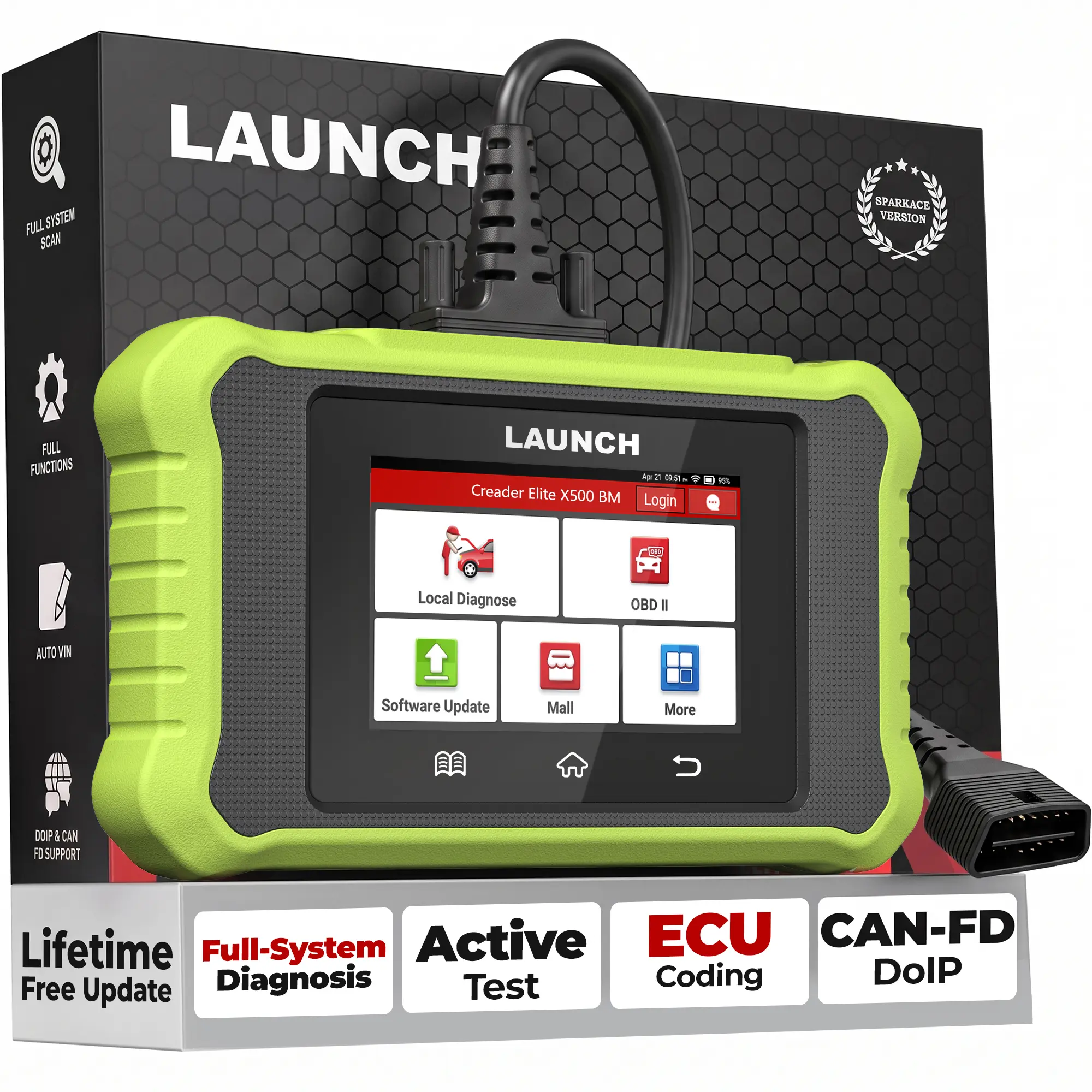 LAUNCH Creader Elite X500 OBD2 Scanner for GM/BN/BMW/HA/TL, Full System Bi-Directional Scan Tool, Code Reader with All Free Reset Services, ECU Coding, Auto VIN, Lifetime Free Update