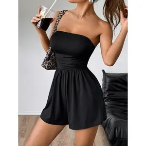 Women’s solid-color pleated tube jumpsuit, summer casual strapless jumpsuit, and everyday women’s clothing GARMENTARY