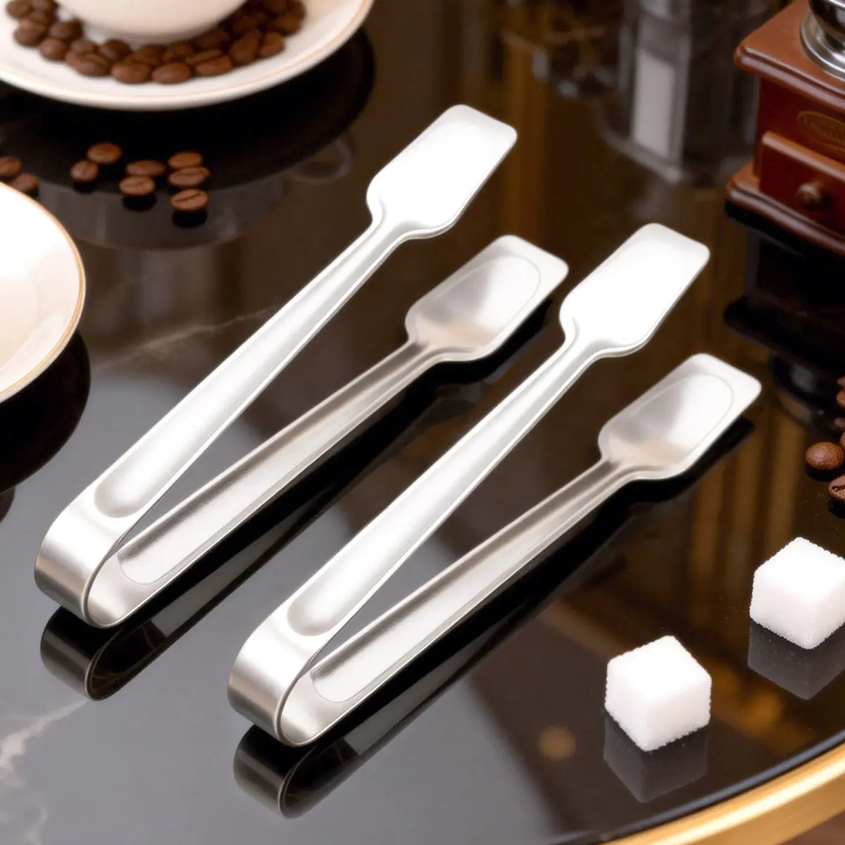 2 Pack Ice Tongs Mini Sugar Tongs, 5 Inch Stainless Steel Serving Tong for Food, Kitchen Tong for Appetizers, Tea Party, Coffee Bar, Desserts