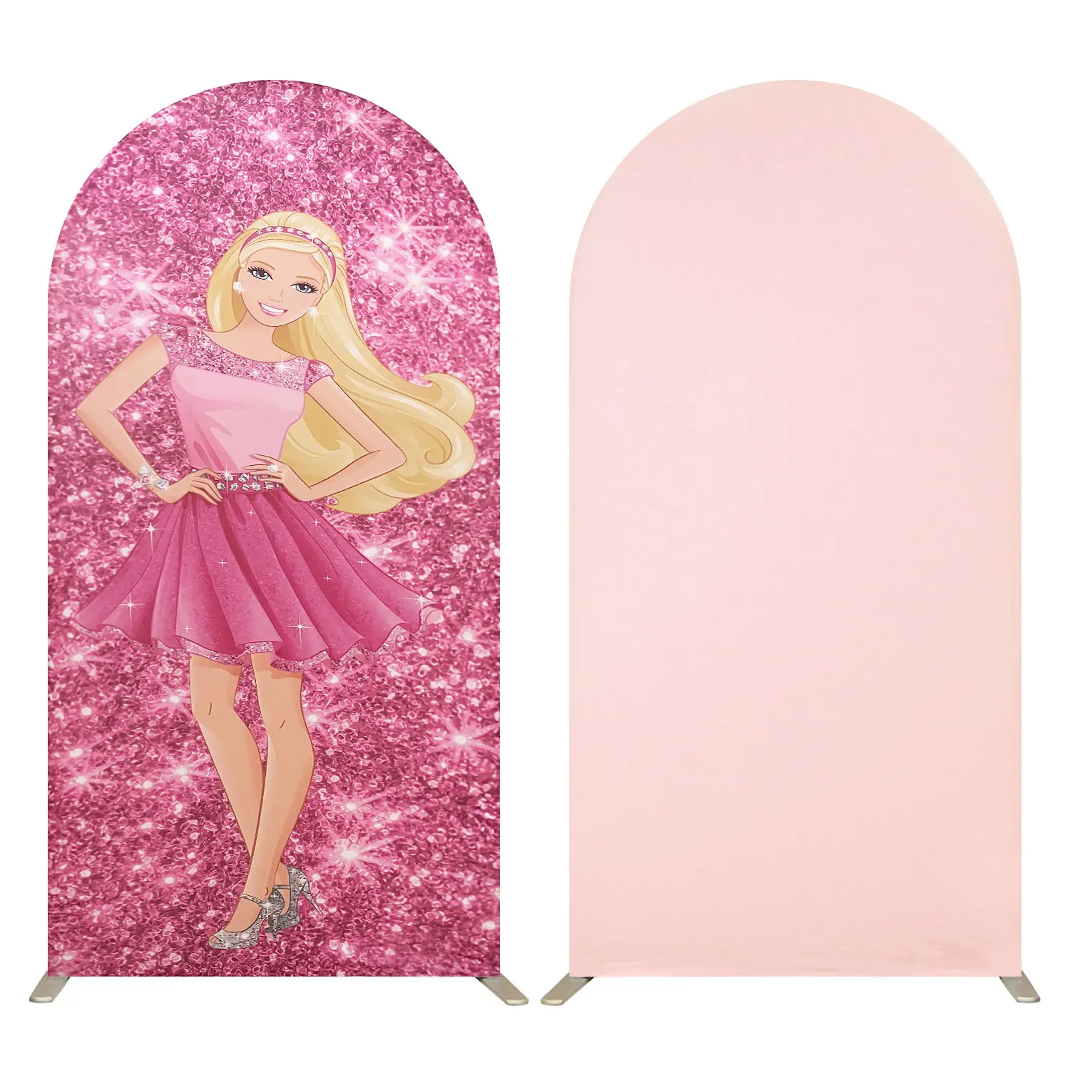 Princess Pink 6.56 FT Spandex Arch Backdrop Cover, Wedding Arched Backdrop & Banner for Baby Shower, Bridal Shower Party Decoration, Photo Photography, Banners